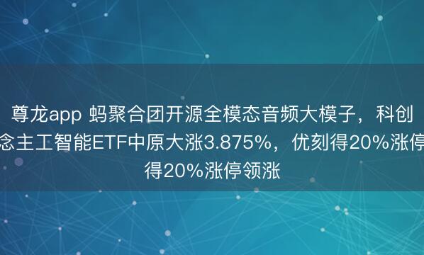尊龙app 蚂聚合团开源全模态音频大模子,科创东说念主工智能ETF中原大涨3.875%,优刻得20%涨停领涨