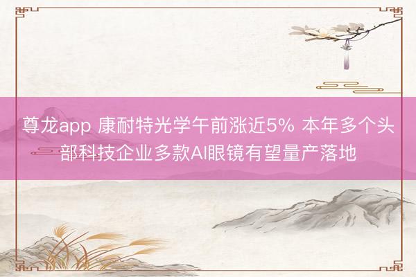 尊龙app 康耐特光学午前涨近5% 本年多个头部科技企业多款AI眼镜有望量产落地