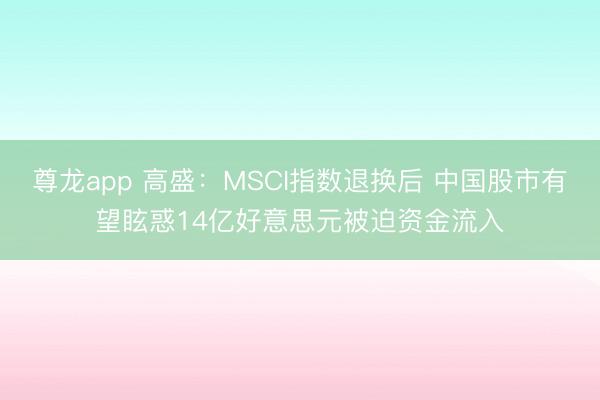 尊龙app 高盛：MSCI指数退换后 中国股市有望眩惑14亿好意思元被迫资金流入