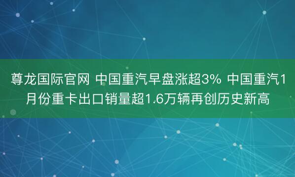 尊龙国际官网 中国重汽早盘涨超3% 中国重汽1月份重卡出口销量超1.6万辆再创历史新高