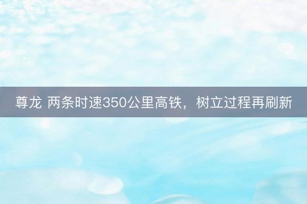 尊龙 两条时速350公里高铁，树立过程再刷新