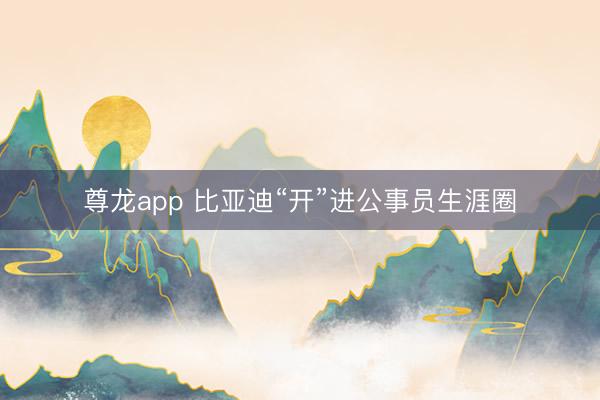 尊龙app 比亚迪“开”进公事员生涯圈