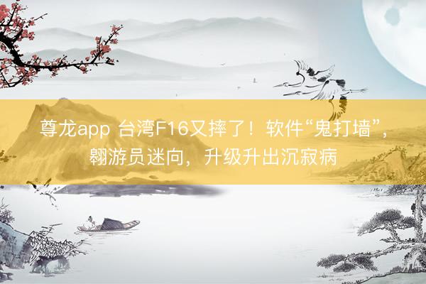 尊龙app 台湾F16又摔了！软件“鬼打墙”，翱游员迷向，升级升出沉寂病