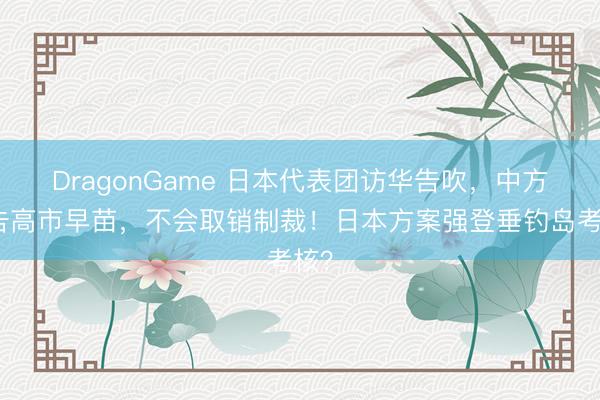 DragonGame 日本代表团访华告吹，中方见告高市早苗，不会取销制裁！日本方案强登垂钓岛考核？