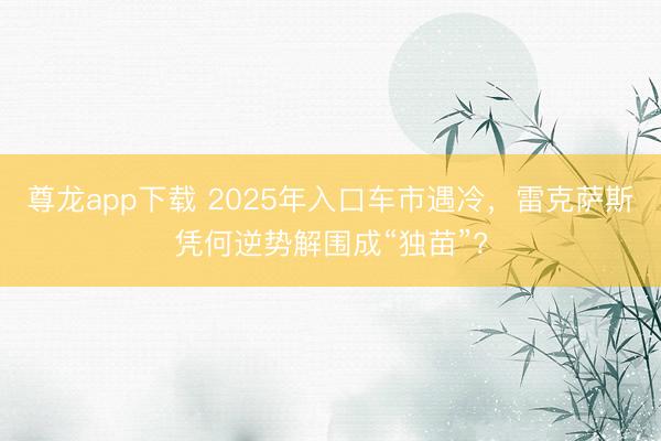 尊龙app下载 2025年入口车市遇冷,雷克萨斯凭何逆势解围成“独苗”?