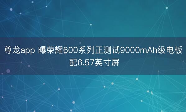 尊龙app 曝荣耀600系列正测试9000mAh级电板 配6.57英寸屏