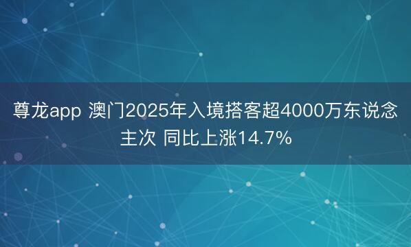 尊龙app 澳门2025年入境搭客超4000万东说念主次 同比上涨14.7%
