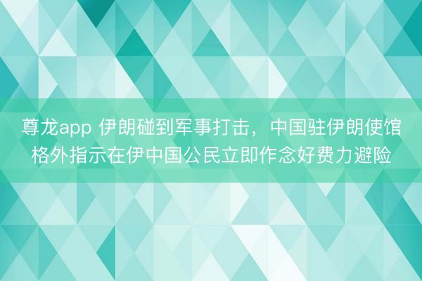 尊龙app 伊朗碰到军事打击,中国驻伊朗使馆格外指示在伊中国公民立即作念好费力避险