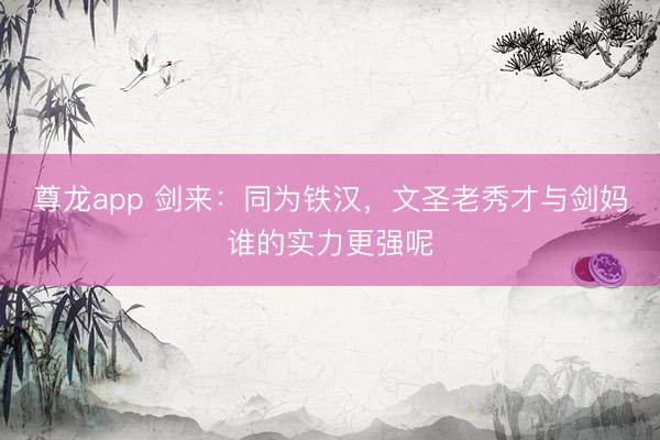 尊龙app 剑来：同为铁汉，文圣老秀才与剑妈谁的实力更强呢