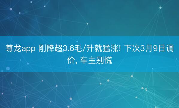 尊龙app 刚降超3.6毛/升就猛涨! 下次3月9日调价， 车主别慌