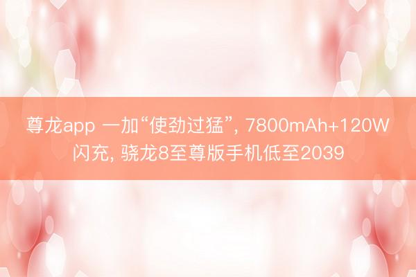 尊龙app 一加“使劲过猛”， 7800mAh+120W闪充， 骁龙8至尊版手机低至2039