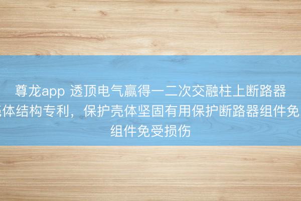 尊龙app 透顶电气赢得一二次交融柱上断路器绝缘壳体结构专利，保护壳体坚固有用保护断路器组件免受损伤