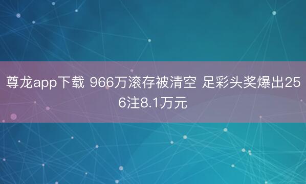 尊龙app下载 966万滚存被清空 足彩头奖爆出256注8.1万元