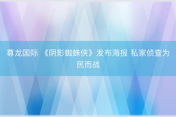 尊龙国际 《阴影蜘蛛侠》发布海报 私家侦查为民而战