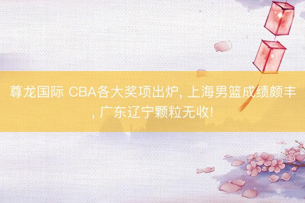 尊龙国际 CBA各大奖项出炉， 上海男篮成绩颇丰， 广东辽宁颗粒无收!