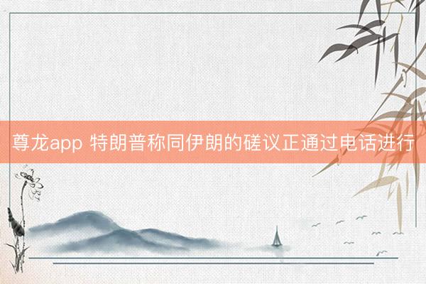 尊龙app 特朗普称同伊朗的磋议正通过电话进行