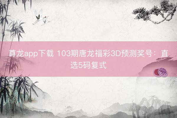 尊龙app下载 103期唐龙福彩3D预测奖号：直选5码复式