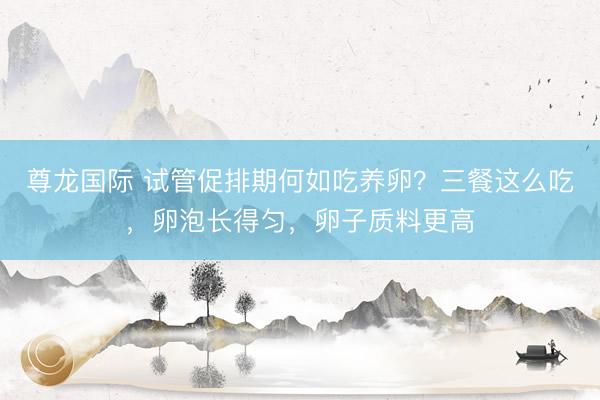 尊龙国际 试管促排期何如吃养卵？三餐这么吃，卵泡长得匀，卵子质料更高