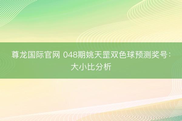 尊龙国际官网 048期姚天罡双色球预测奖号：大小比分析