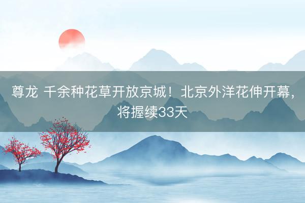 尊龙 千余种花草开放京城！北京外洋花伸开幕，将握续33天