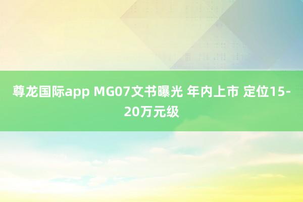 尊龙国际app MG07文书曝光 年内上市 定位15-20万元级