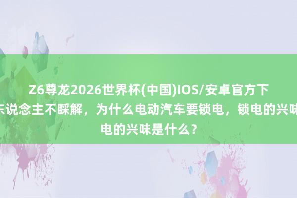 Z6尊龙2026世界杯(中国)IOS/安卓官方下载 许多东说念主不睬解,为什么电动汽车要锁电,锁电的兴味是什么?