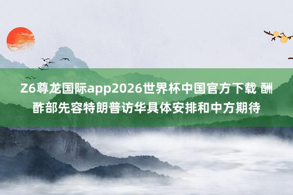 Z6尊龙国际app2026世界杯中国官方下载 酬酢部先容特朗普访华具体安排和中方期待