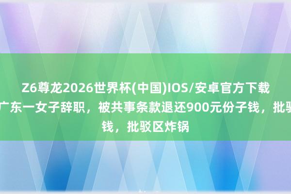 Z6尊龙2026世界杯(中国)IOS/安卓官方下载 悲剧!广东一女子辞职,被共事条款退还900元份子钱,批驳区炸锅
