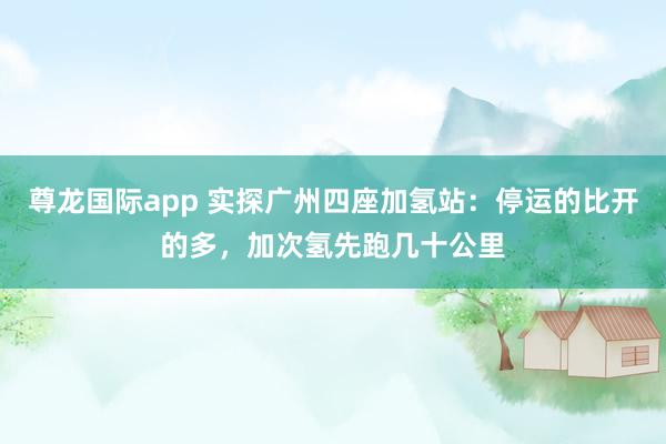 尊龙国际app 实探广州四座加氢站:停运的比开的多,加次氢先跑几十公里