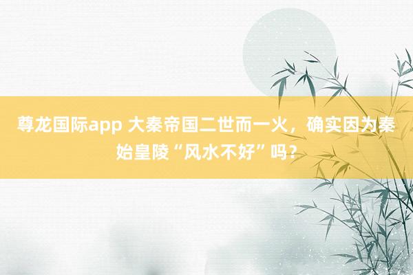 尊龙国际app 大秦帝国二世而一火,确实因为秦始皇陵“风水不好”吗?