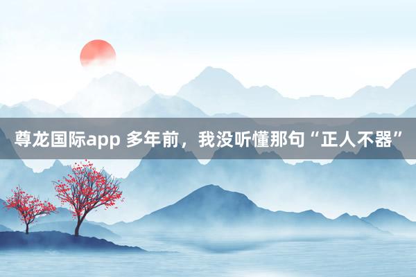尊龙国际app 多年前,我没听懂那句“正人不器”