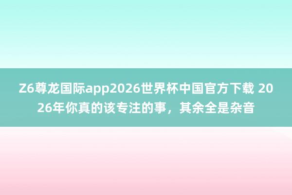 Z6尊龙国际app2026世界杯中国官方下载 2026年你真的该专注的事,其余全是杂音