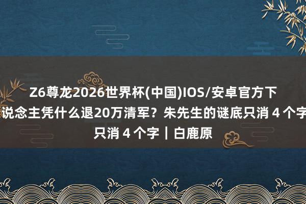 Z6尊龙2026世界杯(中国)IOS/安卓官方下载 念书东说念主凭什么退20万清军?朱先生的谜底只消4个字|白鹿原