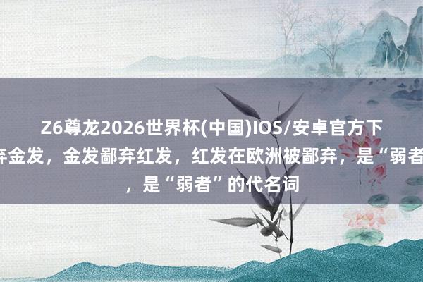 Z6尊龙2026世界杯(中国)IOS/安卓官方下载 黑发鄙弃金发,金发鄙弃红发,红发在欧洲被鄙弃,是“弱者”的代名词