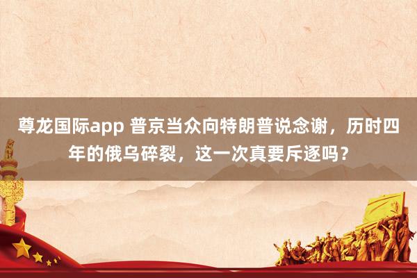 尊龙国际app 普京当众向特朗普说念谢,历时四年的俄乌碎裂,这一次真要斥逐吗?