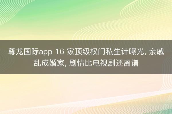 尊龙国际app 16 家顶级权门私生计曝光, 亲戚乱成婚家, 剧情比电视剧还离谱