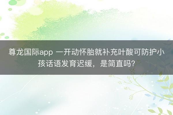 尊龙国际app 一开动怀胎就补充叶酸可防护小孩话语发育迟缓,是简直吗?