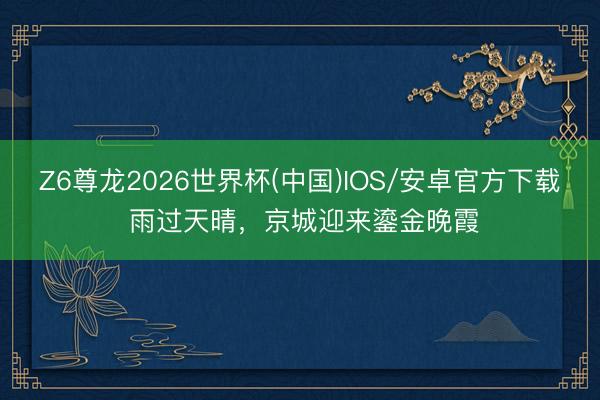 Z6尊龙2026世界杯(中国)IOS/安卓官方下载 雨过天晴，<a href=