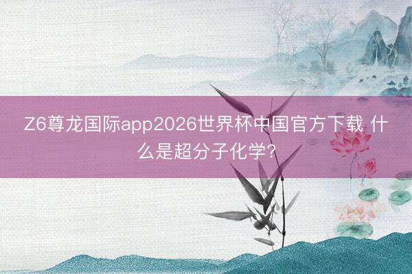 Z6尊龙国际app2026世界杯中国官方下载 什么是超分子化学?