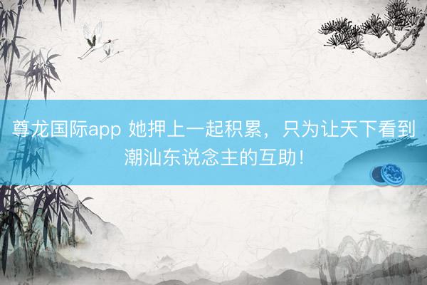 尊龙国际app 她押上一起积累，只为让天下看到潮汕东说念主的互助！