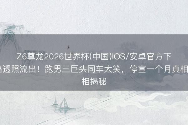 Z6尊龙2026世界杯(中国)IOS/安卓官方下载 路透照流出!跑男三巨头同车大笑,停宣一个月真相揭秘