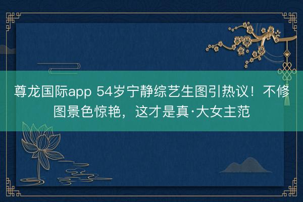 尊龙国际app 54岁宁静综艺生图引热议!不修图景色惊艳,这才是真·大女主范