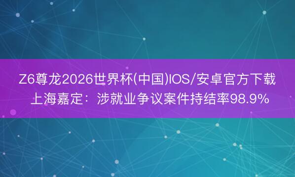 Z6尊龙2026世界杯(中国)IOS/安卓官方下载 上海嘉定：涉就业争议案件持结率98.9%