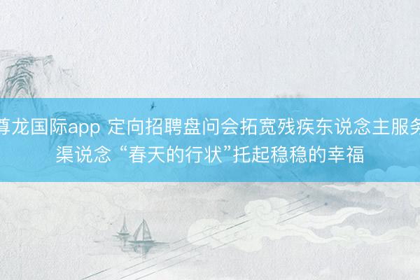 尊龙国际app 定向招聘盘问会拓宽残疾东说念主服务渠说念 “春天的行状”托起稳稳的幸福